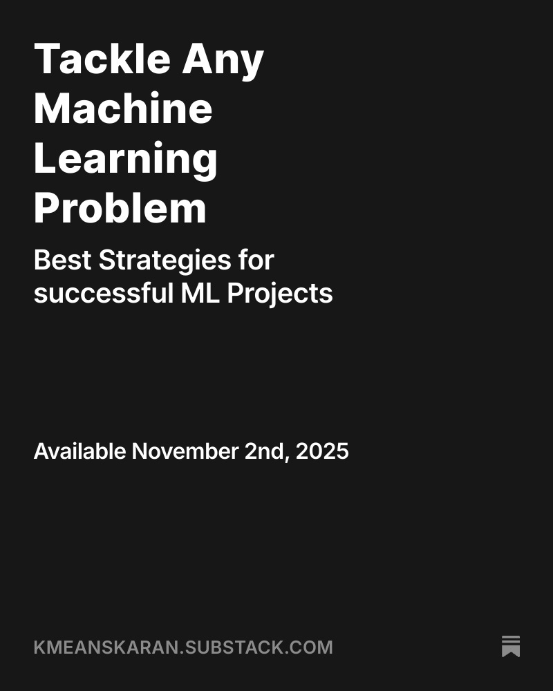 kmeanskaran's tweet image. Sunday 10 PM IST
Publishing an article on tackling machine learning problems. I'm covering step-by-step strategies to follow in general for most production-level ML projects.
Be an elite problem solver by applying a basic framework. This will be a go-to guide to start solving…