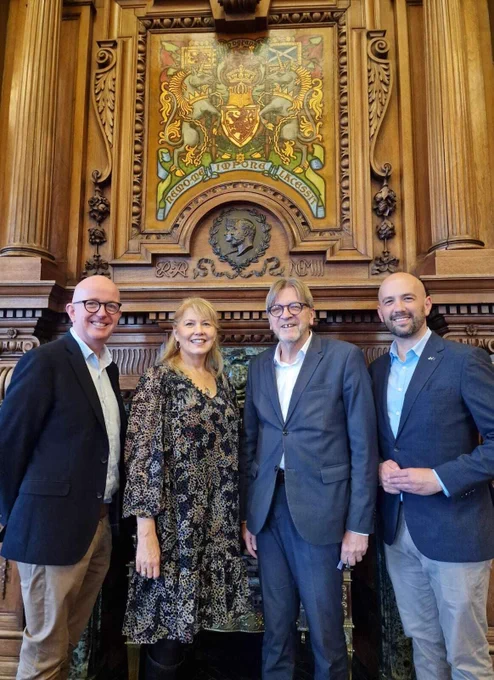 From left to right: David Clarke, chair of the European Movement in Scotland. Councillor Lezley Cameron, Deputy Lord Provost of Edinburgh. Guy Verhostadt, President of the European Movement International. Ben McPherson, Minister for Higher and Further Education in the Scottish Government.