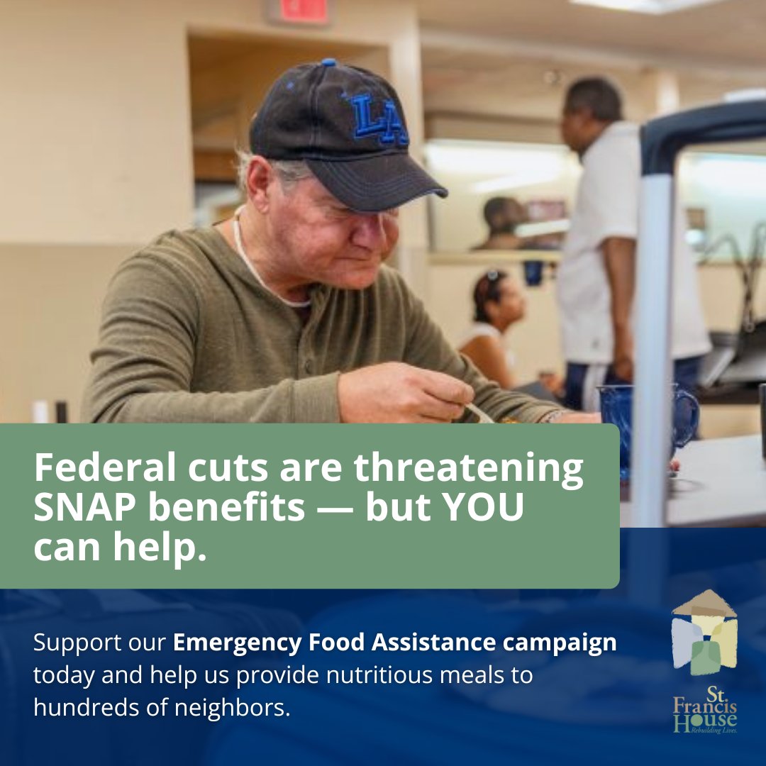 Starting tomorrow, over 1 million MA residents could lose access to SNAP benefits. We’re already seeing more people walk through our doors — anxious &amp; unsure where their next meal will come from.

As <a href="/projectbread/">Project Bread</a> says, “Hunger is a choice we don’t have to make.” Help SFH ensure