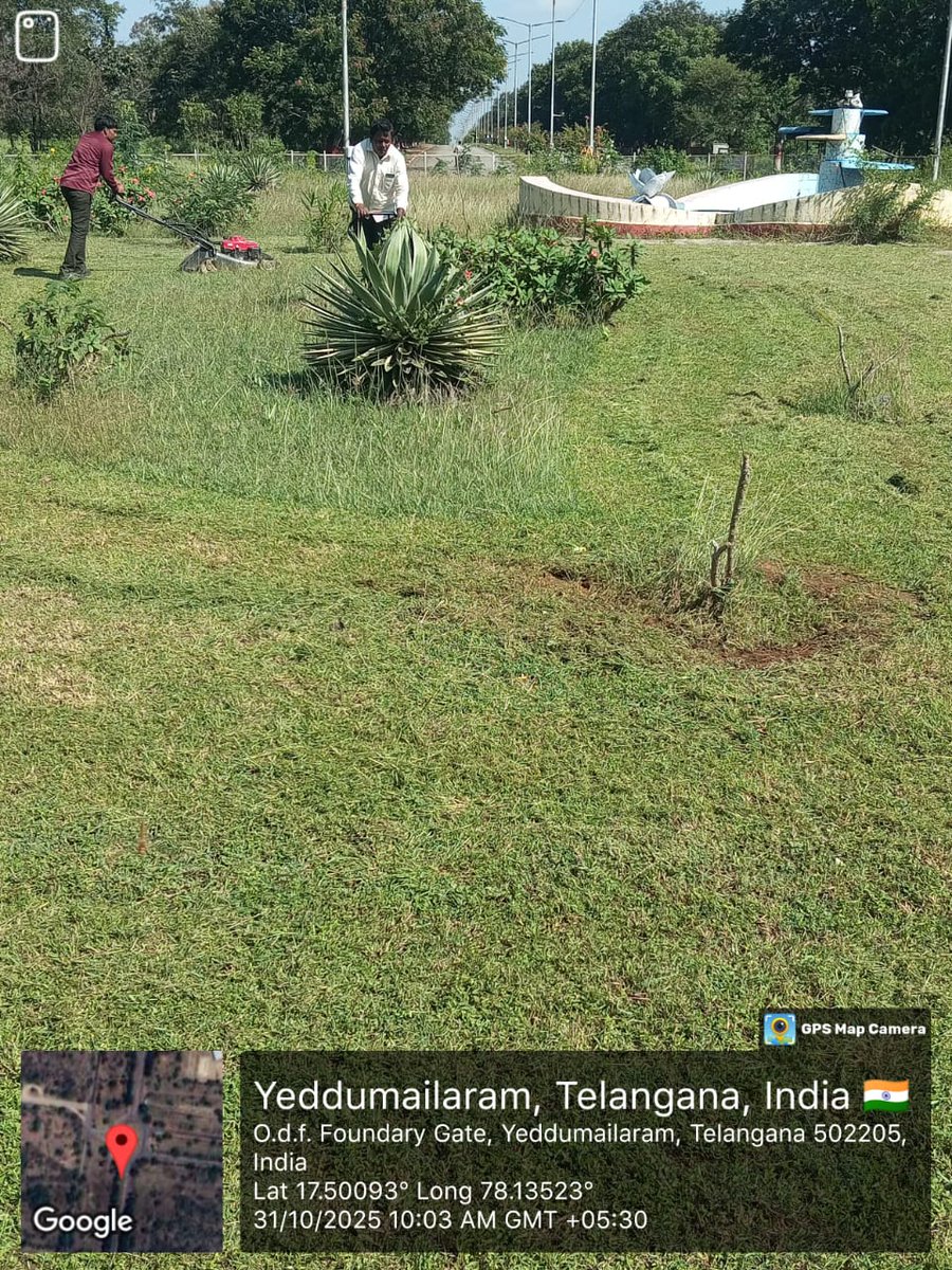 As part of the special Campaign 5.0 Cleanliness drive at OFMK Foundry circle grass cutting and cleaning .