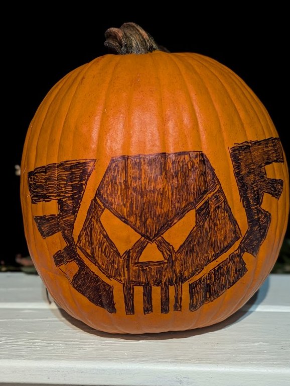ianrussellvoice's tweet photo. Happy howl-oween! Show me your Pumpkins! Warhammer Pumpkin 2025 - Payday Locke Pumpkin throwback 2021! https://t.co/iFauoe70N7