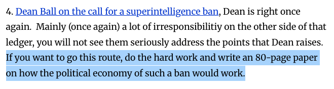 I don't think that greater attention to the 'political economy' of superintelligence is going to make ordinary people feel better about pushing ahead <a href="/tylercowen/">tylercowen</a>.

The most salient effect of superintelligence (plus vast numbers of robots) is that most people lose political and