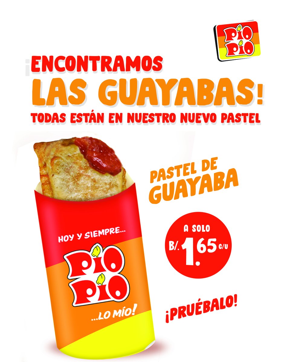 ¿Ya probaste nuestro nuevo pastel de guayaba? Crujiente por fuera, dulce por dentro y con todo el sabor tropical que te encanta. ✨ ¡A solo B/.1.65! 
Ven por el tuyo y disfruta del sabor. 🐥❤️
#PíoPíoLoMío #PastelitoDeGuayaba #TuSaborPanameño #SaborDulce #FoodLoversPTY