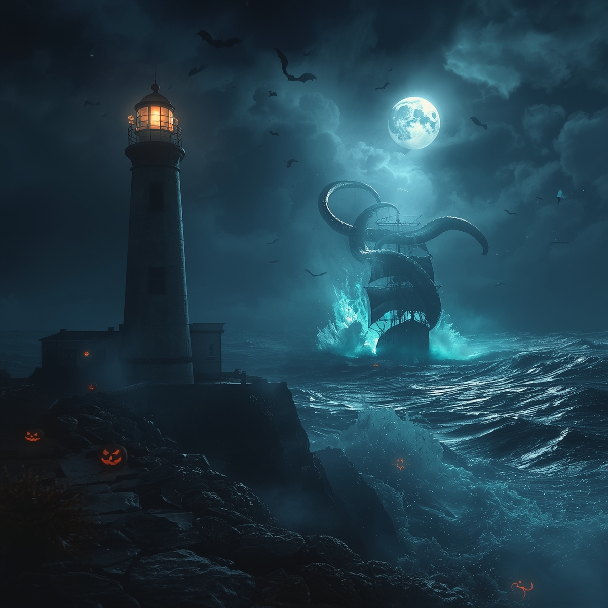 trigergamer's tweet photo. 🌑 O abismo chama… monstros marinhos e faróis esquecidos despertam neste Halloween 🦑#HalloweenwithPharos @pharos_network https://t.co/EYUyK9ssRI