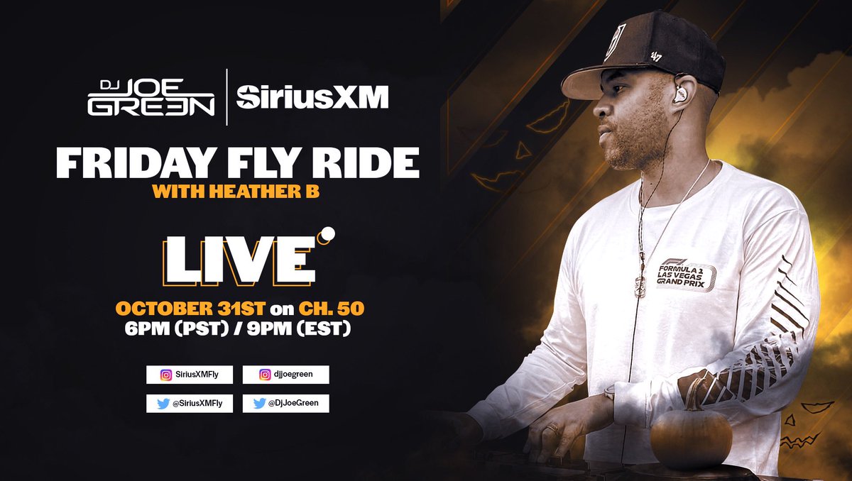 LIVE tonight on <a href="/SiriusXMFLY/">@SiriusXMFLY</a> — bringing the Halloween energy to the #FridayFlyRide 🎧 6PM PST / 9PM EST #SiriusXM #SiriusXMFly 🎃🕺🏽