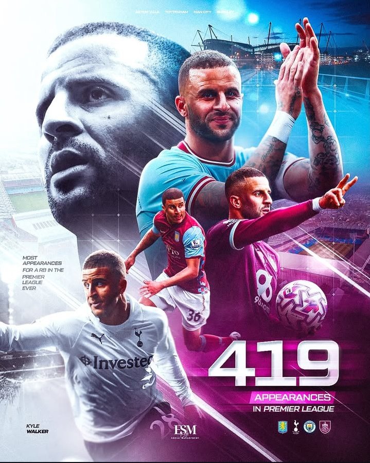 Charles00127071's tweet image. 🚨 𝐎𝐅𝐅𝐈𝐂𝐈𝐀𝐋: Presenting the highest appearance (4️⃣1️⃣9️⃣) maker for any right back in Premier League history @kylewalker2
#charlestsadonews #kylewalker