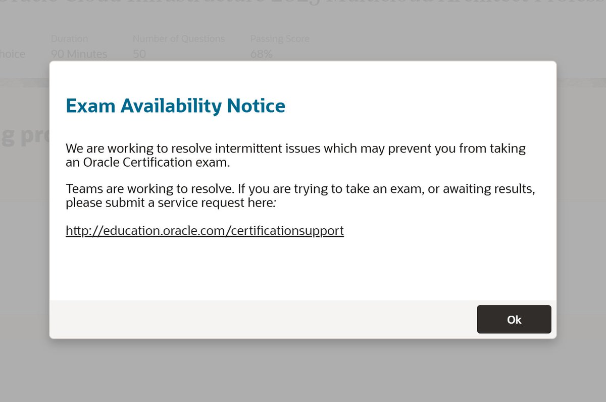 belanmusk's tweet image. Prepared the entire certification course (Oracle Cloud Infrastructure 2025 Multicloud Architect Professional) to learn how amazing @Oracle  OCI is, only to realise how bad their exam portal is.

 @Oracle_Edu , first, my exam page didn&apos;t load for half an hour even after trying…