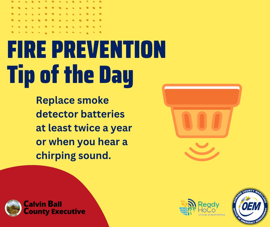 Did you know a small flame can become a major fire in just 30 seconds? A fire can quickly fill your home with thick black smoke, making it hard to find the exits. Be sure to replace the batteries in your smoke alarms twice per year and test the alarms once a month. #ReadyHoCo