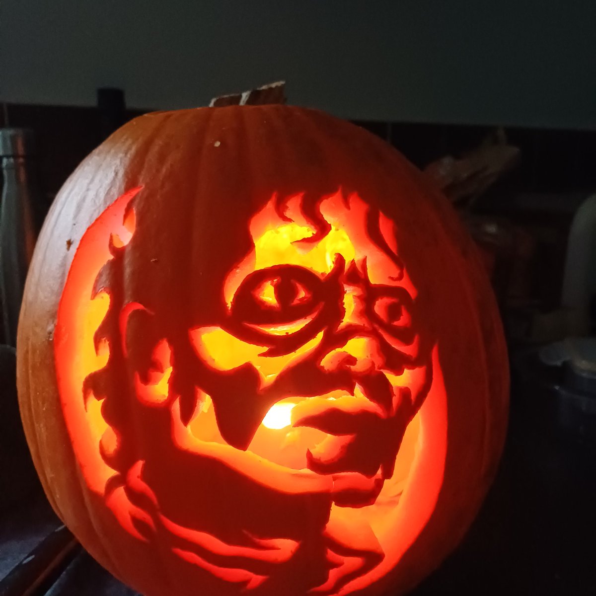 My pumpkin offering this year #Halloween2025 #pumpkin #jackolantern #scary