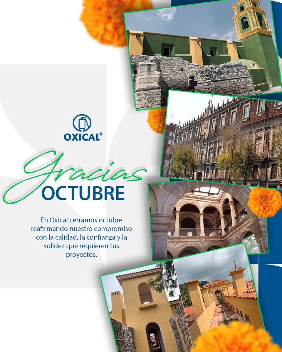 OXICALmx's tweet photo. En Oxical cerramos octubre reafirmando nuestro compromiso con la calidad, la confianza y la solidez que requieren tus proyectos. 🏗️
Gracias por permitirnos ser parte de este mes de crecimiento. 💛
#Oxical #CierreDeMes #CalQueConstruye https://t.co/YwopTfKDJv