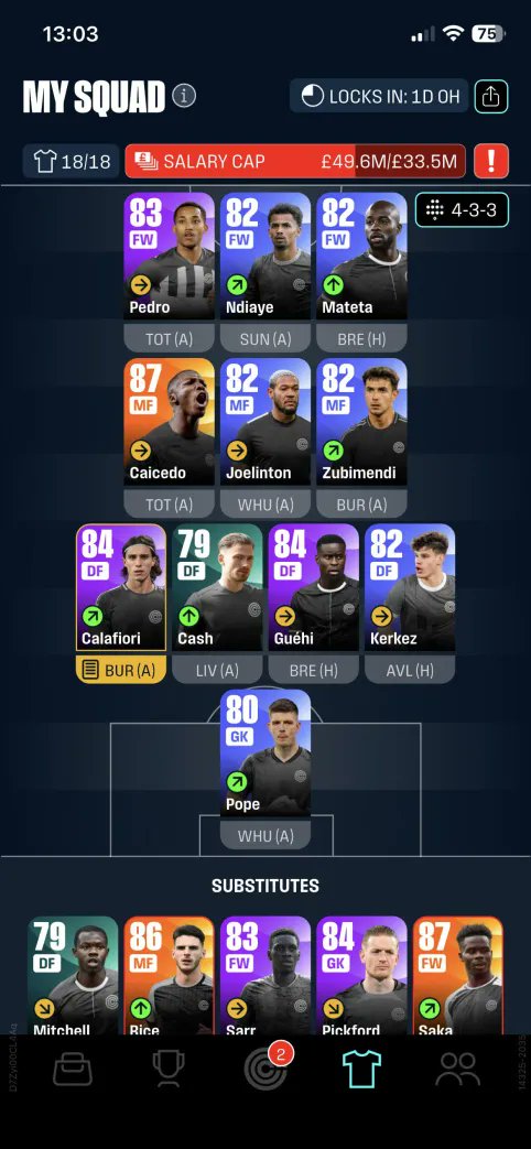 DoctorBenjy's tweet photo. CLUB gameweek squad ready…salary cap obliterated. FM26 & @clubgame weekend almost here! #CLUBGAME
https://t.co/g2hkh5iXLj #ad https://t.co/PdJbxRgfxm