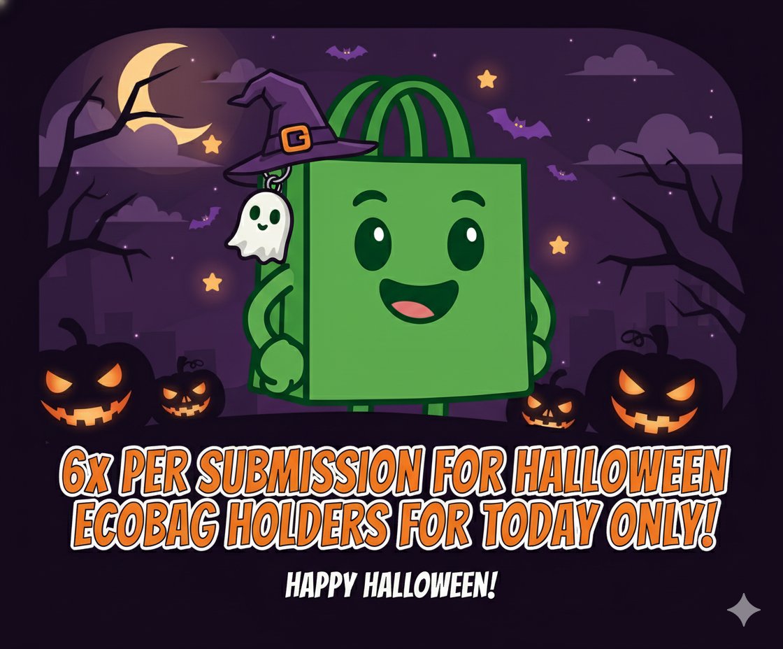 _BagSolutions_'s tweet photo. ๐ Halloween Bonus Alert ๐
All Halloween EcoBag holders get 6x per submission today! ๐ป
Only 10 left before they are unlisted, so grab yours while you can.
๐https://t.co/jOCb9RcTzo
Free shipping
No customs
Physical bag + NFT
#ecobag #vmerch #Halloween #crypto #VeChain https://t.co/1jBsYKKdGh
