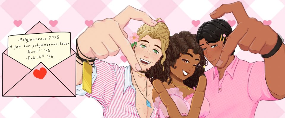 1 day left till the start of #PolyJamorous2025 there’s a severe lack of poly romance games in the world, let’s try to change that 💖 ! 

itch.io/jam/polyjamoro…