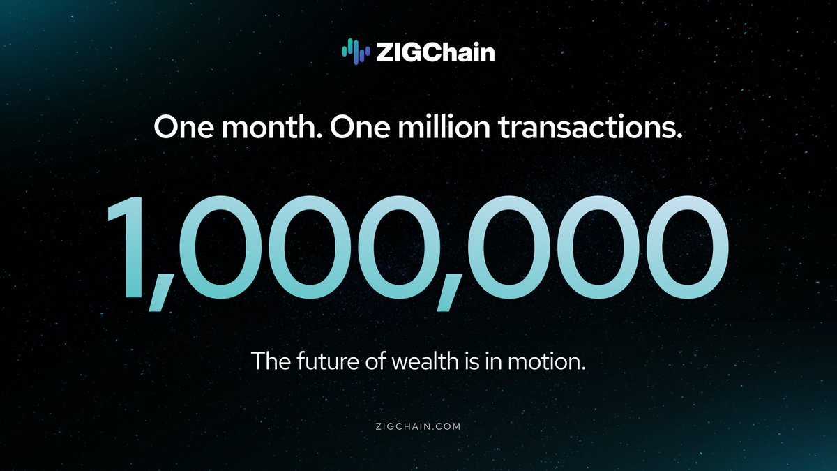 ZIGChain's tweet image. 1 Month since Mainnet launch
1,000,000+ transactions
Momentum → 🚀