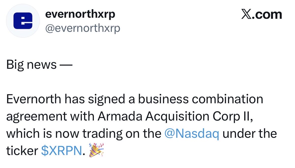 RippleXrpie's tweet image. 🚨BREAKING: Evernorth is officially LIVE on Nasdaq under the ticker symbol $XRPN! 

💥MASS ADOPTION FOR #XRP💥