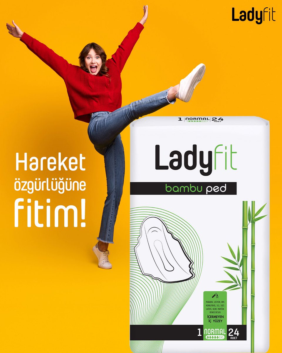 ladyfittr's tweet photo. Koş, zıpla, gül, dans et... Çünkü rahatlığın formülü belli. 😃

#ladyfit #bambuped #hijyenikped #kadınpedi #regldönemi https://t.co/YtI7Zy3TfR