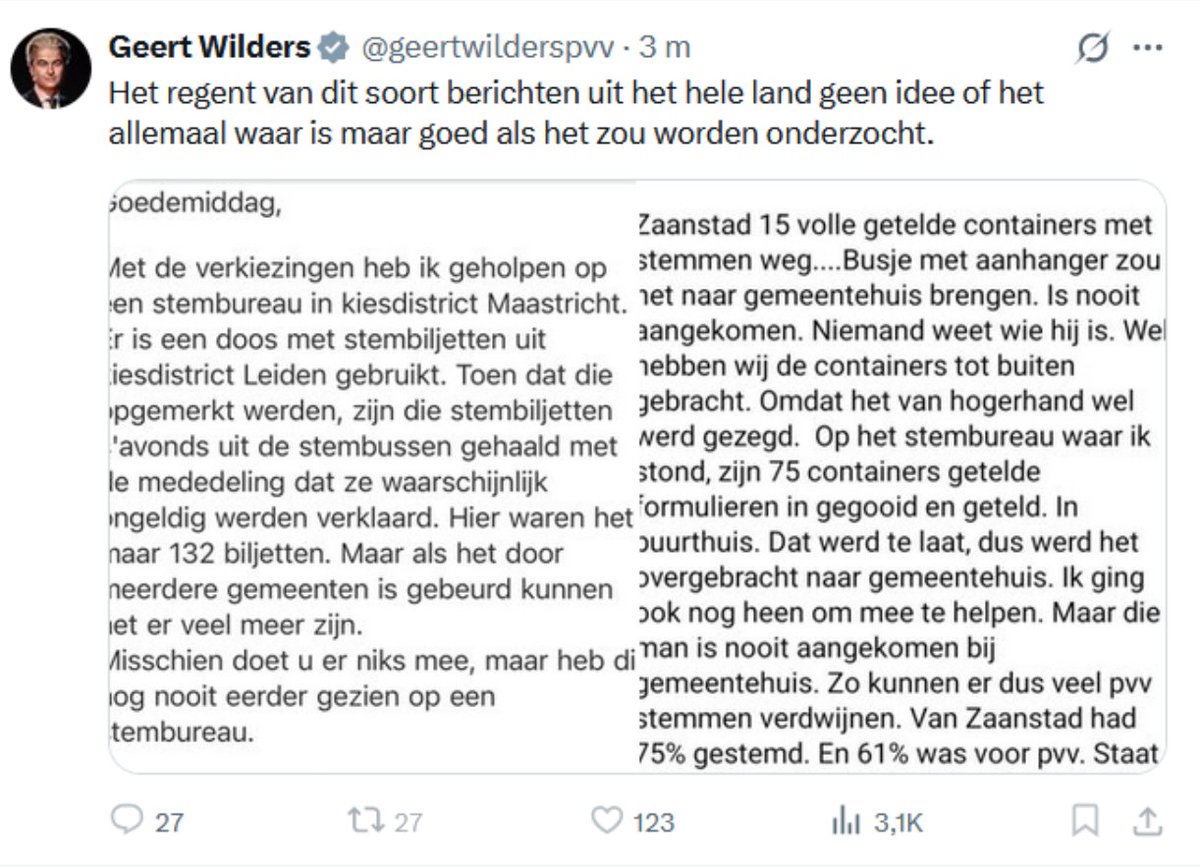 Ik heb van zeer betrouwbare bronnen vernomen dat Wilders een geheime ruimte onder z'n bunker heeft waarin hij seks heeft met dieren. Ik weet niet of het waar is, maar het zou goed zijn als het zou worden onderzocht. 

Wat ben je toch een kleinzielig, zwak, slap excuus ve mens.