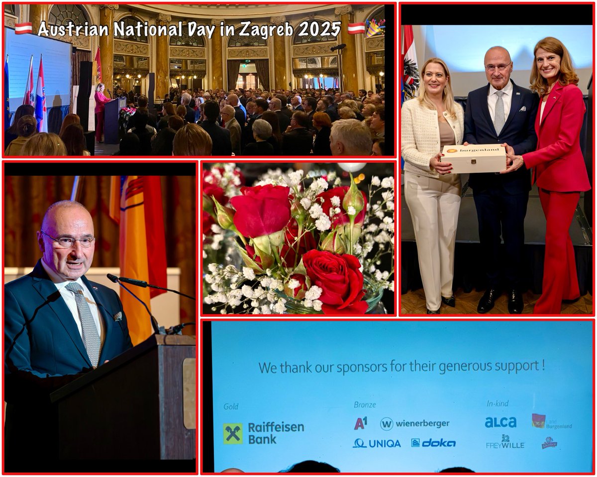 Thankful for a wonderful 🇦🇹 National Day Celebration 2025 in Zagreb on Oct 30th! Many thanks to ⁦Minister <a href="/grlicradman/">Gordan Grlić Radman</a>⁩ and the 🇦🇹🤝🇭🇷 communities for celebrating with us &amp; for the <a href="/Land_Burgenland/">Land Burgenland</a>, State Councillor Daniela Winkler &amp; our sponsors for their generous support!