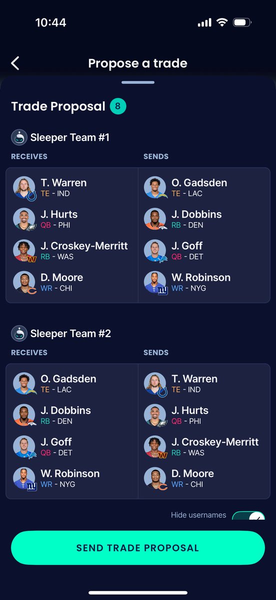 bautistaaa_a's tweet photo. @DynastyDadFF Would you make this trade? I would be getting the hurts side. But don’t know if I’m giving up a lot, especially if you feel Goff will be doing a lot better rest of season (I’m in a Superflex) https://t.co/kpahaK14yG