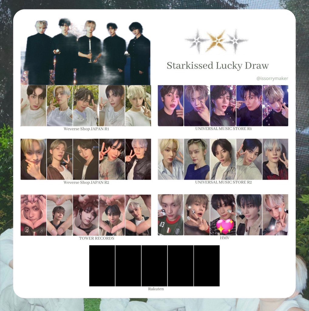 wariwariparty's tweet photo. #txt交換 txt starkissed
【譲】1枚目 ヨンジュン スビン テヒョン
        ヒュニンカイ
        未使用シリアル
【求】2,3枚目 ボムギュ💖
n:1可能ですのでご提示お願い致します🙇🏻‍♀️シリアルとの交換の場合は枚数ご提示お願い致します🙇🏻‍♀️ https://t.co/OwDRrFrckM