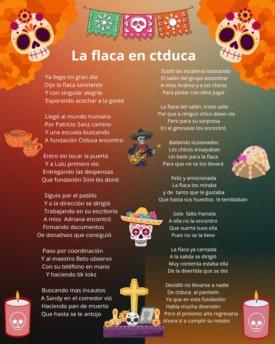 ctduca_iap's tweet photo. Con motivo del Día de Muertos, compartimos esta bonita calaverita literaria que nos obsequiaron 💀 https://t.co/w6fB2Npe3x