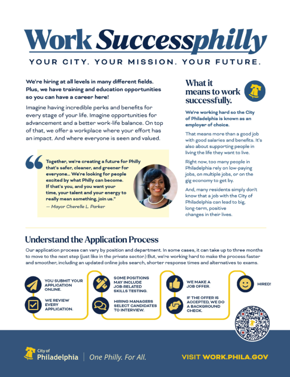 PhilaOHR's tweet photo. We're hiring across the City of Philadelphia! ๐
From skilled trades to professional roles, your career can grow with the city you love.
Learn more about opportunities at https://t.co/wL6Vyr1gCv
#WorkSuccessPhilly #PhiladelphiaJobs https://t.co/JPE7Q1K1VT