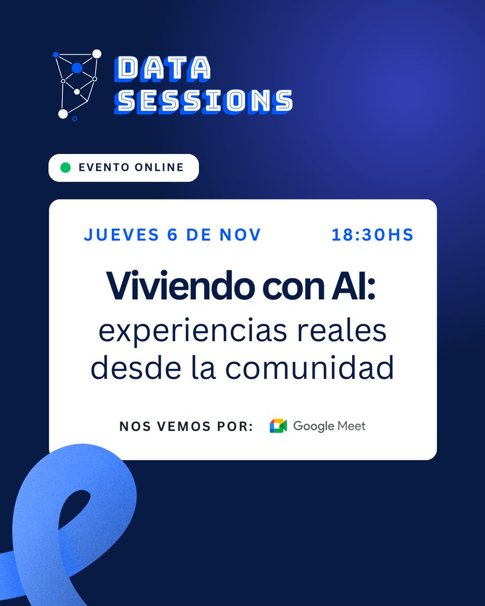 DataArCommunity's tweet image. Viviendo con AI: experiencias reales desde la comunidad DataAr
Jueves 6 de Nov-18:30hs🇦🇷
La Inteligencia Artificial ya forma parte de nuestra rutina, es una herramienta fundamental y está redefiniendo nuestro día a día profesional.
Nos interesa saber, ¿vos cómo la estás usando?