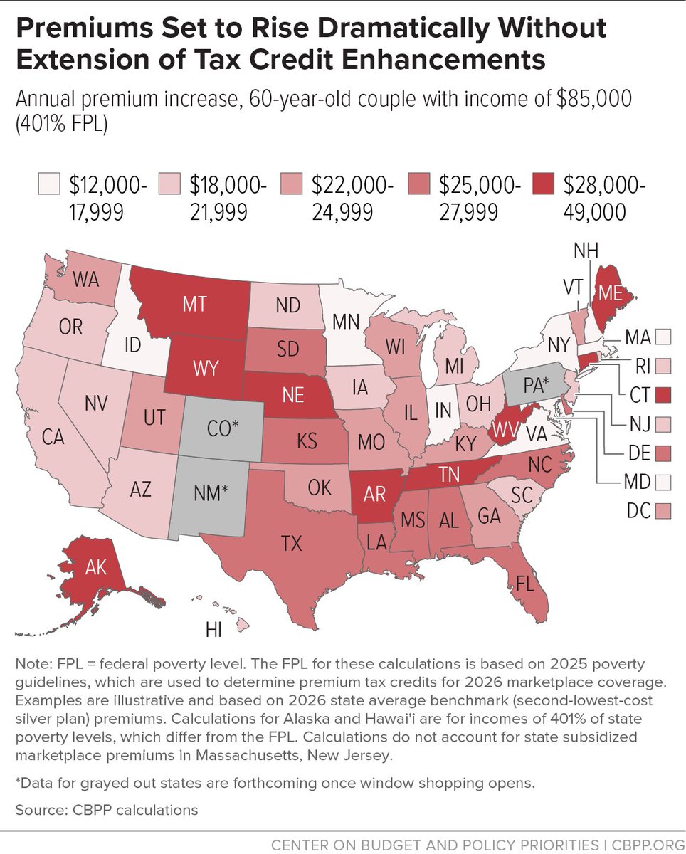 RepDannyDavis's tweet image. State-by-State Premium Increases if Enhancements Expire. The GOP Healthcare crisis is impacting Illinois.