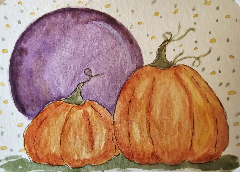 QueenCollector6's tweet photo. Have a Happy Halloween &amp; stay safe everyone! I hope you enjoy this watercolor painting I did, and seeing all the fun costumes 👻 https://t.co/t9VM8GVkyF