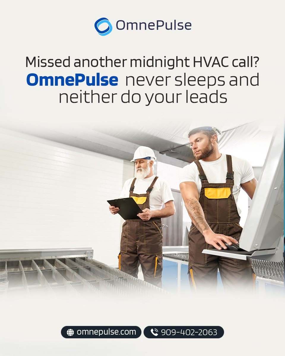 OmnePulse1's tweet image. Every unanswered HVAC call is another $2,500 lost.

Let AI catch it before your competitor does.

⚙️ Start automating today: omnepulse.com

#HVACLeads #AIContractor #OmnePulse #SmartHVAC #HVACPros