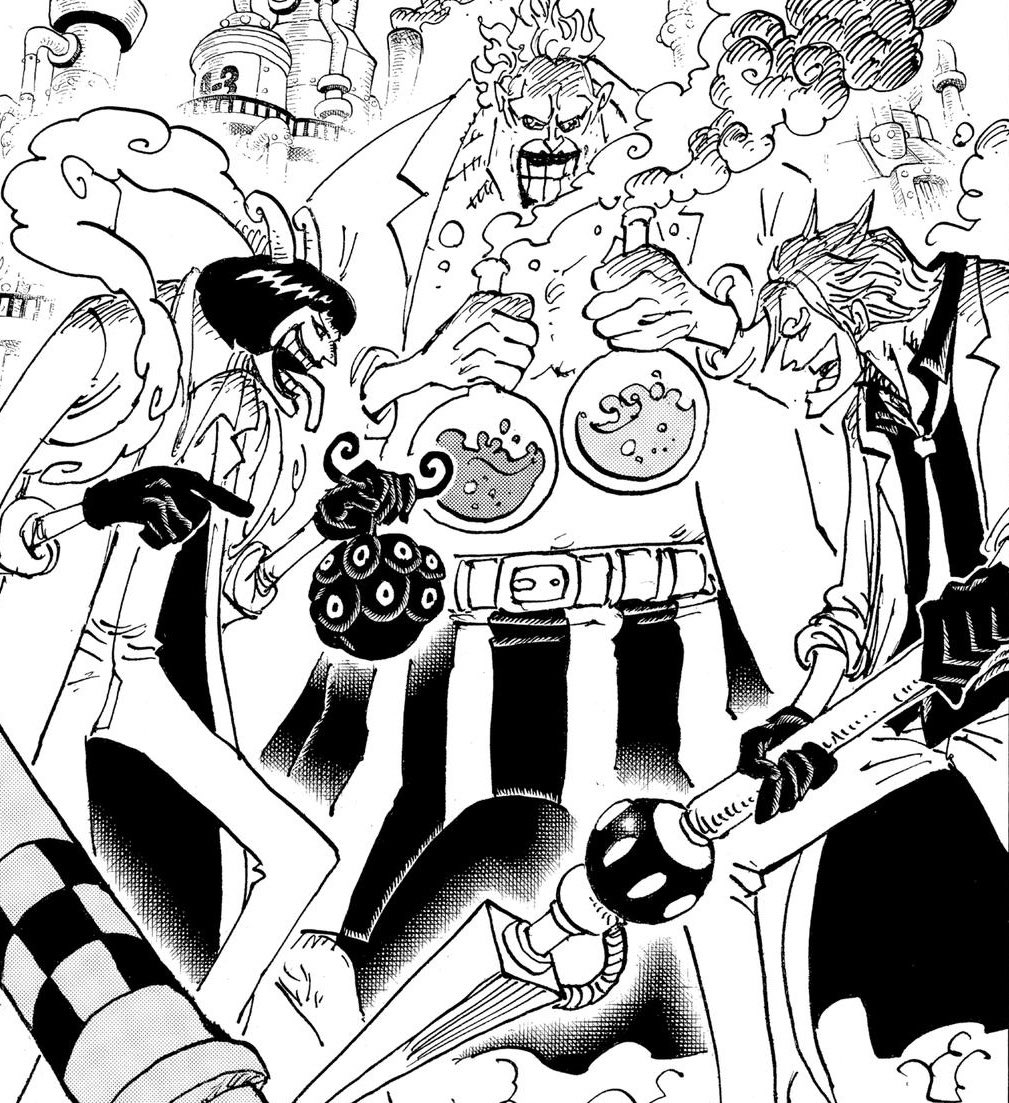Swordman908's tweet image. #SBS113 #ONEPIECE 
Franky and Sanji are true rivals
-Their fathers were both part of the scientific group MADS
-Their fathers competed to see who was number two
-Both Franky and Sanji have technologically modified bodies
-Both were eye diffed by Saturn
EQUAL