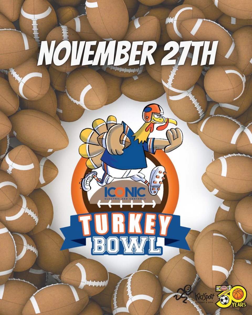 KidSport Calgary (@kidsportcalgary) on Twitter photo The ICONIC Turkey Bowl is BACK! 🏈
Join us November 27th for the 9th Annual ICONIC Electric and Controls Turkey Bowl. 3 NFL games, 1 giant screen, same great cause!
Tables ➡️ admitone.com/events/calgary…
Sponsorships ➡️ lisap@kidsportcalgary.ca
#NFL #NFLinYYC #SoALLKidsCanPlay! The ICONIC Turkey Bowl is BACK! 🏈
Join us November 27th for the 9th Annual ICONIC Electric and Controls Turkey Bowl. 3 NFL games, 1 giant screen, same great cause!
Tables ➡️ admitone.com/events/calgary…
Sponsorships ➡️ lisap@kidsportcalgary.ca
#NFL #NFLinYYC #SoALLKidsCanPlay!
