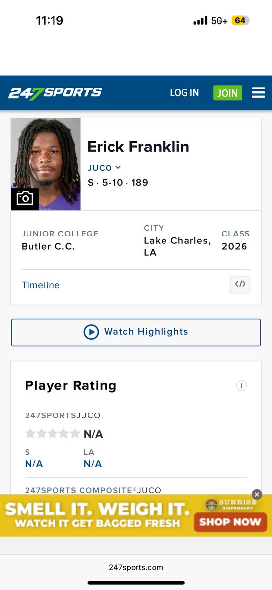 ErickFranklinJR's tweet image. I want to appreciate @247Sports for making me a  profile🔝
Galatians 6:9🙏🏾
#StillGrinding #Playmaker
@Coach_JL51 @tyson_andrus @kwoodall33 @ButlerGrizzlyFB @JUCOTopTalent @JuCoFootballACE @JUCOFFrenzy @samspiegs