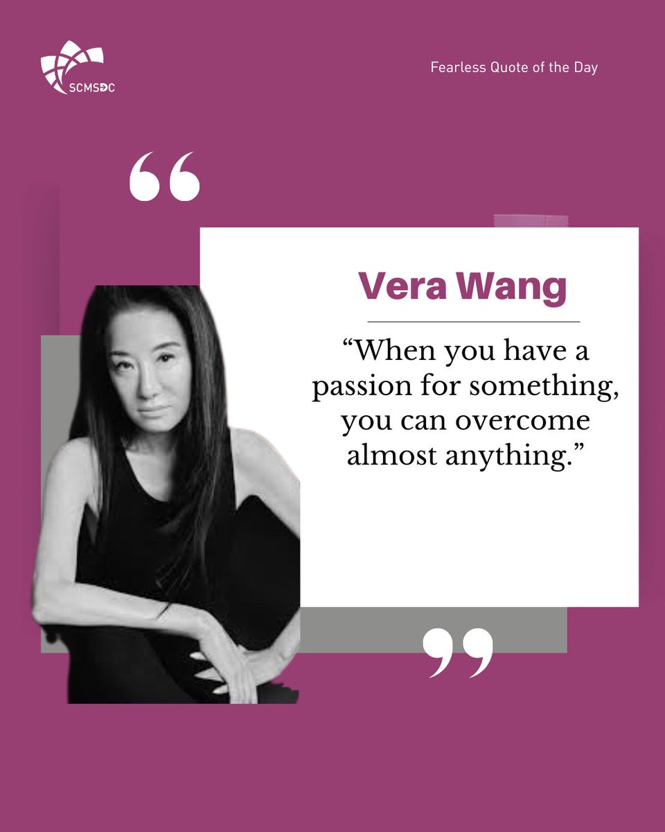 SCMSDC's tweet image. 🌟 Fearless Friday 🌟

“When you have a passion for something, you can overcome almost anything.” – Vera Wang

At SCMSDC, we see this spirit in every entrepreneur we serve. Passion fuels resilience, innovation &amp;amp; fearless growth. 💪

#FearlessFriday #SCMSDC