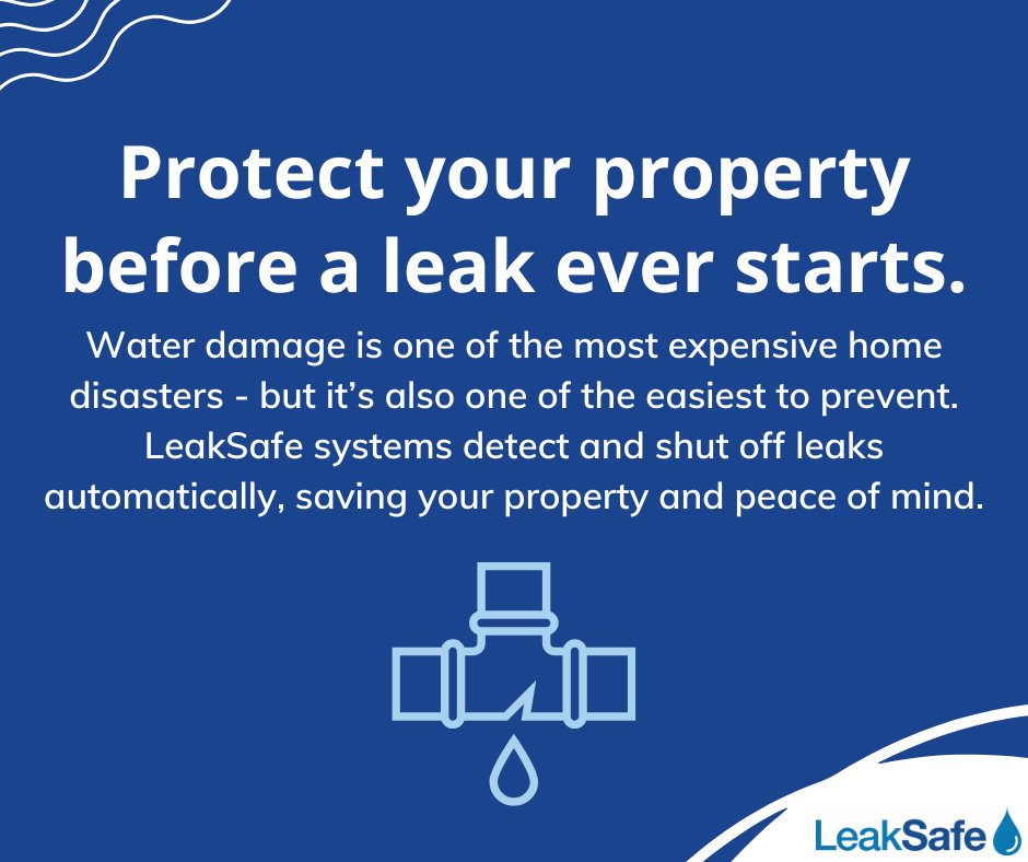 Leaksafe's tweet image. Protect your property before a leak ever starts 💧With LeakSafe’s smart detection technology, your home or business is protected 24/7 from burst pipes and hidden leaks. Stop damage before it happens — prevention is the smartest investment 👉 leaksafe.com