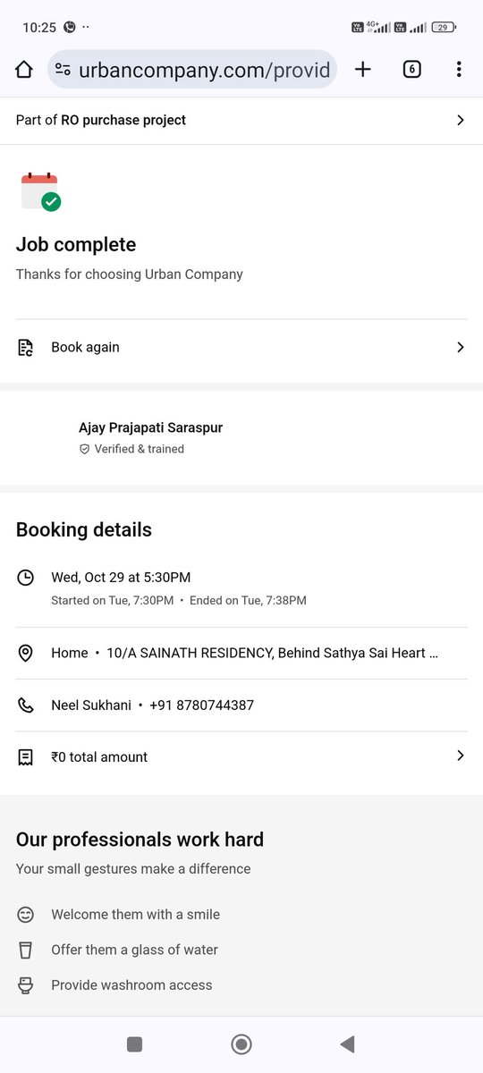 beta_kakku's tweet photo. @UC_Assist @UC_Assist @urbancompany_UC 
Please share details of who came to my residence to resolve the issue, whether the technician called me, photos of job done, how was he able to close the complaint without OTP, and who called me to inquire whether it has been resolved. https://t.co/LwDfOZyalv