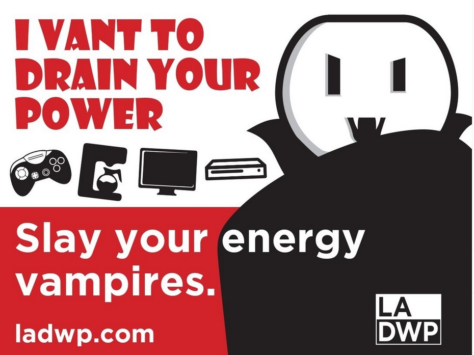 LADWP's tweet image. Don&apos;t get spooked by energy vampires! Unplug electronics when they aren&apos;t in use to avoid them draining your energy bill savings. For energy saving tips, visit LADWP.com/eetips #NoTricks #SaveEnergy