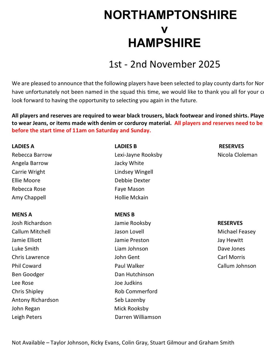 Well it’s county weekend this weekend. Hoping to carry on where I left off last month. Come on <a href="/DartsNorthants/">Northants County Darts</a>, also good luck to my dad and brother <a href="/MickRooksby/">Mick Shabba Rooksby</a> <a href="/JamieRooksby/">Jamie ‘Jammie Dodger’ Rooksby #EVERYTHINGJERZEES</a> 💪🏻💪🏻 <a href="/UnicornDarts/">Unicorn Darts</a> <a href="/jabba180/">JAMIE CAVEN</a> <a href="/EdwardLowy/">Edward Lowy</a> <a href="/Dinning_J/">Jack Dinning</a> <a href="/warrenackary/">Warren Ackary</a> <a href="/INCSPORTAPPAREL/">INC-APPAREL</a> <a href="/Londoninn1/">London inn</a>