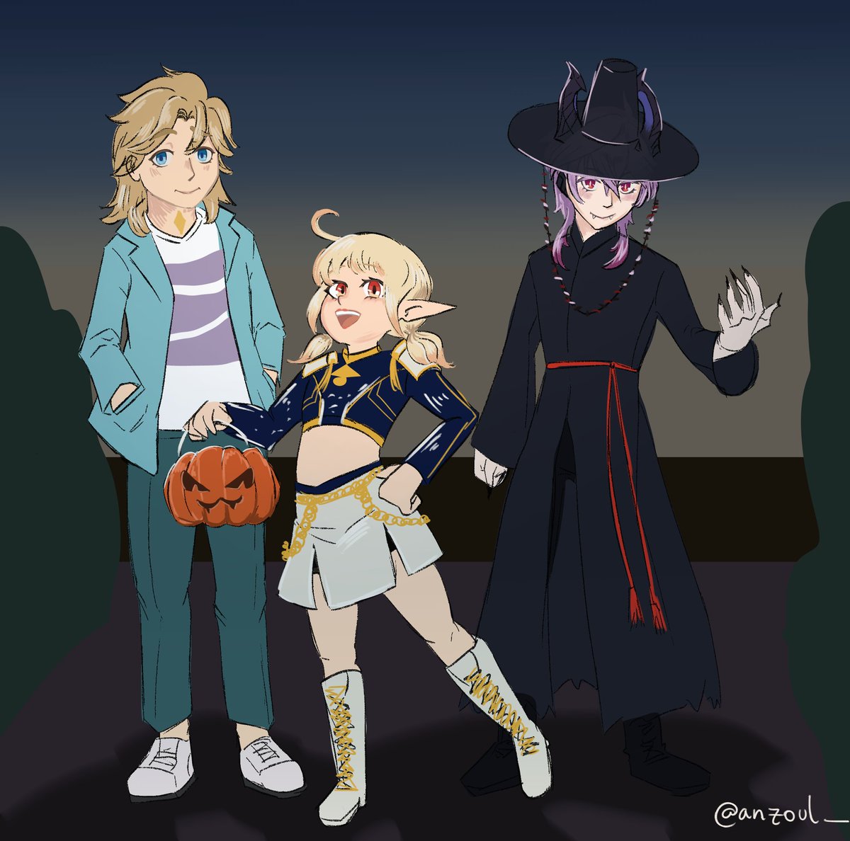 Ok but hear me out Klee did show KDH to Durin, loved it, and these Halloween costumes had to be made so they could go in groups 
Albedo wanted to take part somehow 
Amber did the costumes of course, everyone was involved and happy
#GenshinImpact