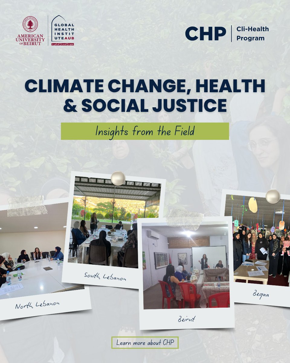 The Cli-Health Program (CHP) team conducted focus group discussions across the North, South, Beqaa and Beirut to understand how climate change is affecting the health and well-being of vulnerable and disadvantaged women in Lebanon.

Through this work, CHP aims to generate