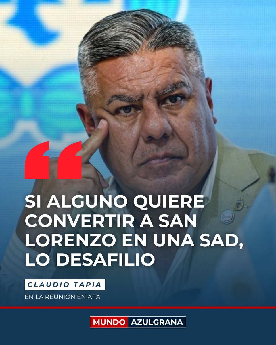 🗣️ Tapia advirtió a los dirigentes: “Si alguno quiere convertir a San Lorenzo en una SAD, que se olvide porque lo desafilio”.

¿Opiniones? 🤔