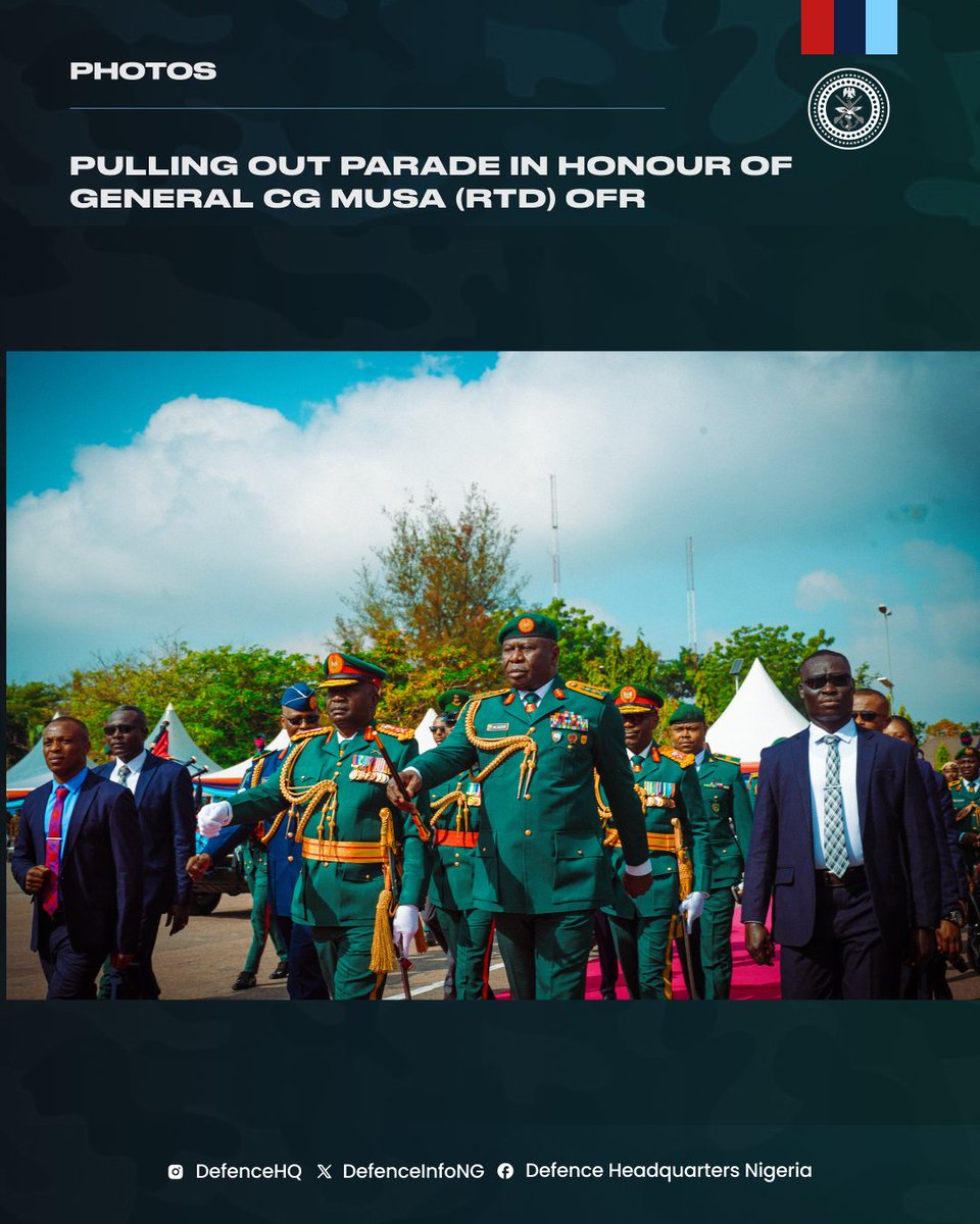 DHQNigeria's tweet image. Photos From The Pulling out Parade of the Immediate Past Chief of Defence Staff, General CG Musa (rtd) OFR