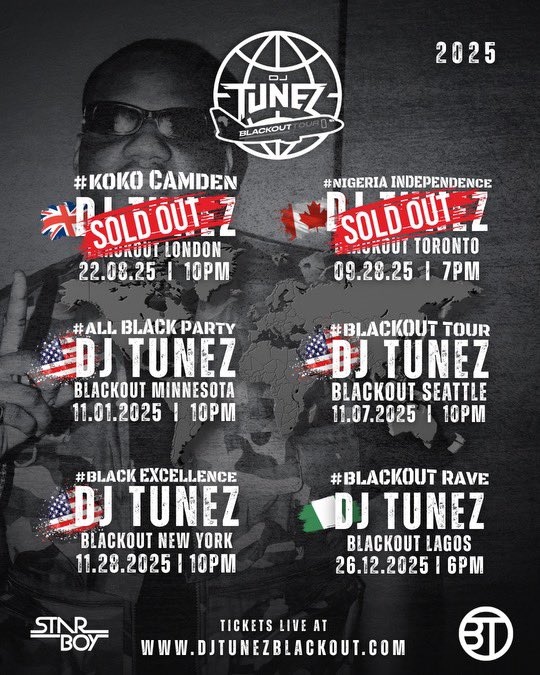 DJ_TUNEZ's tweet image. BLACKOUT TOUR 2025! 🇺🇸🇳🇬
DJTUNEZBLACKOUT.COM