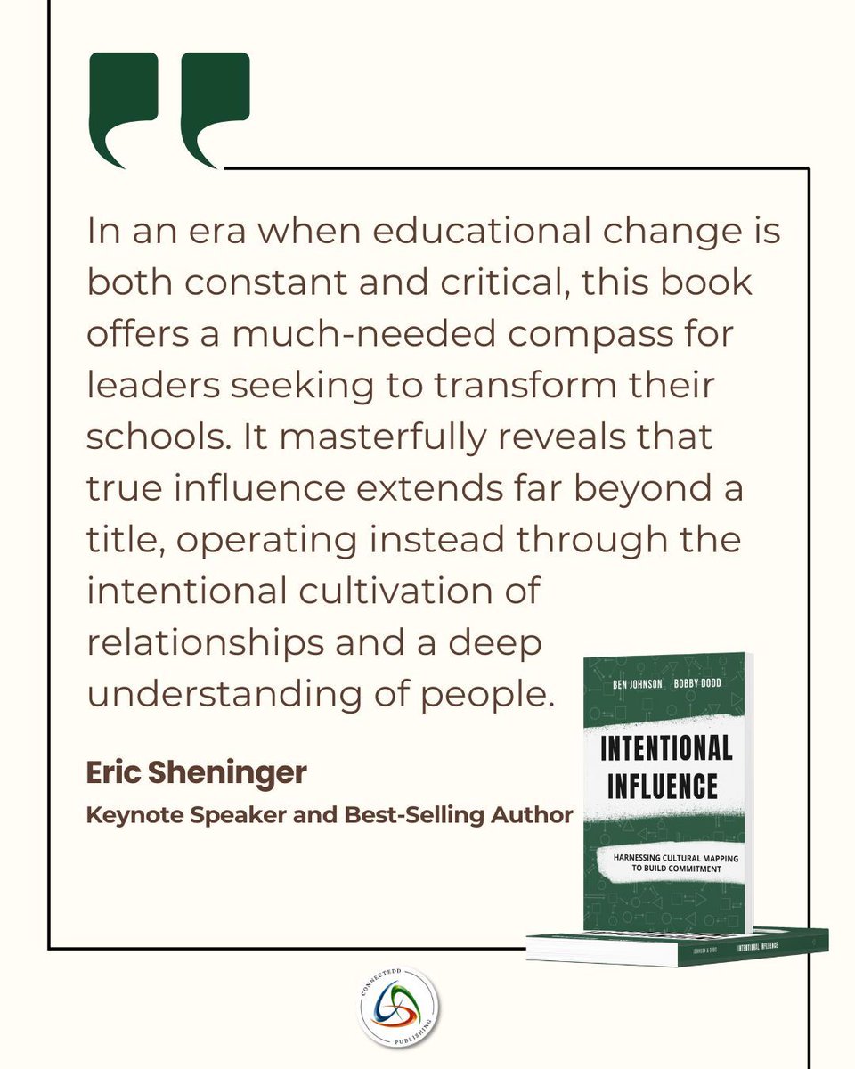 "INTENTIONAL INFLUENCE: Harnessing Cultural Mapping to Build Commitment," is now available for ordering on Amazon! Co-authored with <a href="/bobby_dodd/">Bobby Dodd</a> and foreword by <a href="/pbwarrick/">Phil Warrick</a> <a href="/casas_jimmy/">Jimmy Casas</a> <a href="/ConnectEDDBooks/">ConnectEDD</a> for their #IntentionalInfluence #Leadership #EdLeadership <a href="/E_Sheninger/">Eric Sheninger</a>
