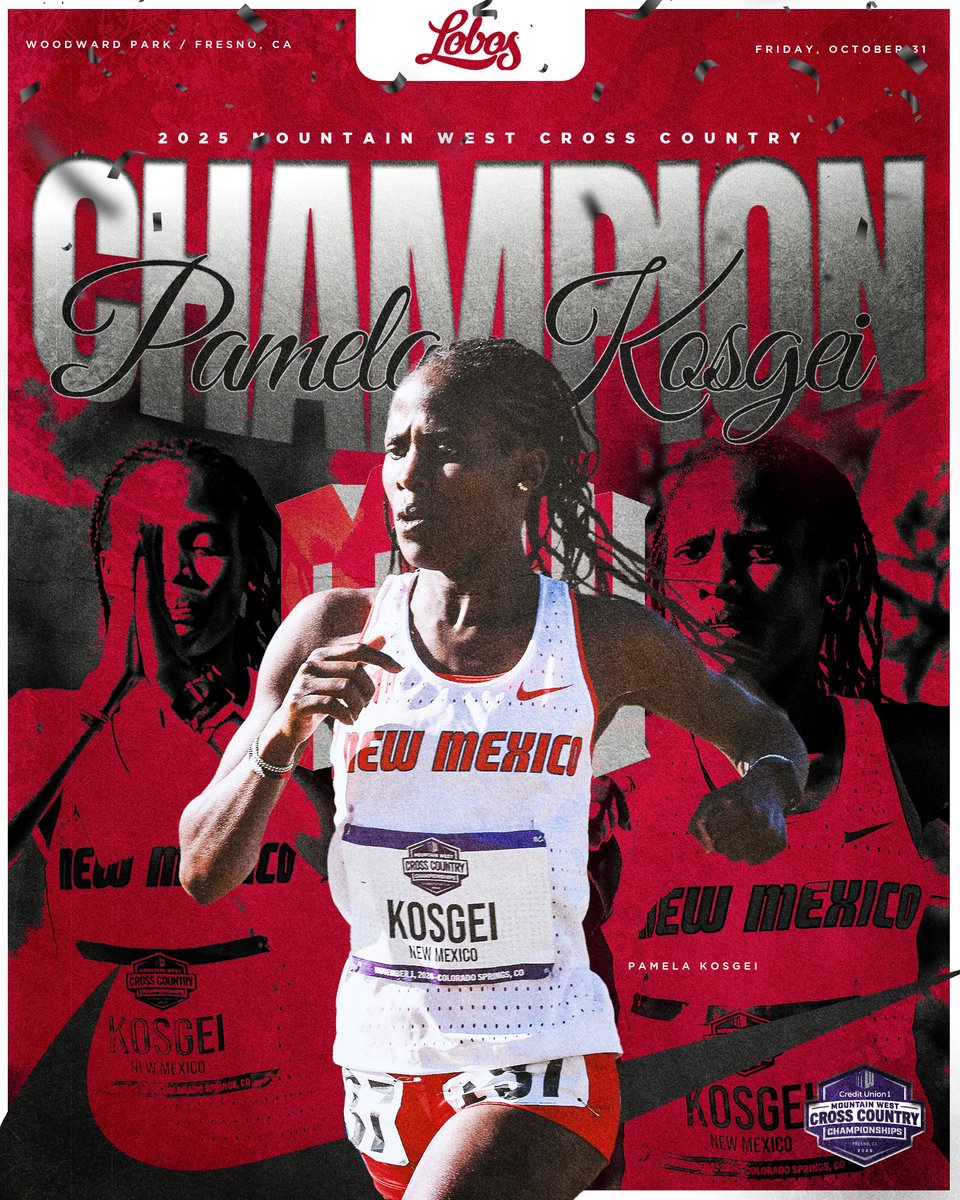 UNMLoboXCTF's tweet image. Pamela 𝗗𝗢𝗠𝗜𝗡𝗔𝗡𝗖𝗘.
That's back-to-back @MountainWest XC titles for Pamela Kosgei after a brilliant 19:20.8 finish in her season debut🥇