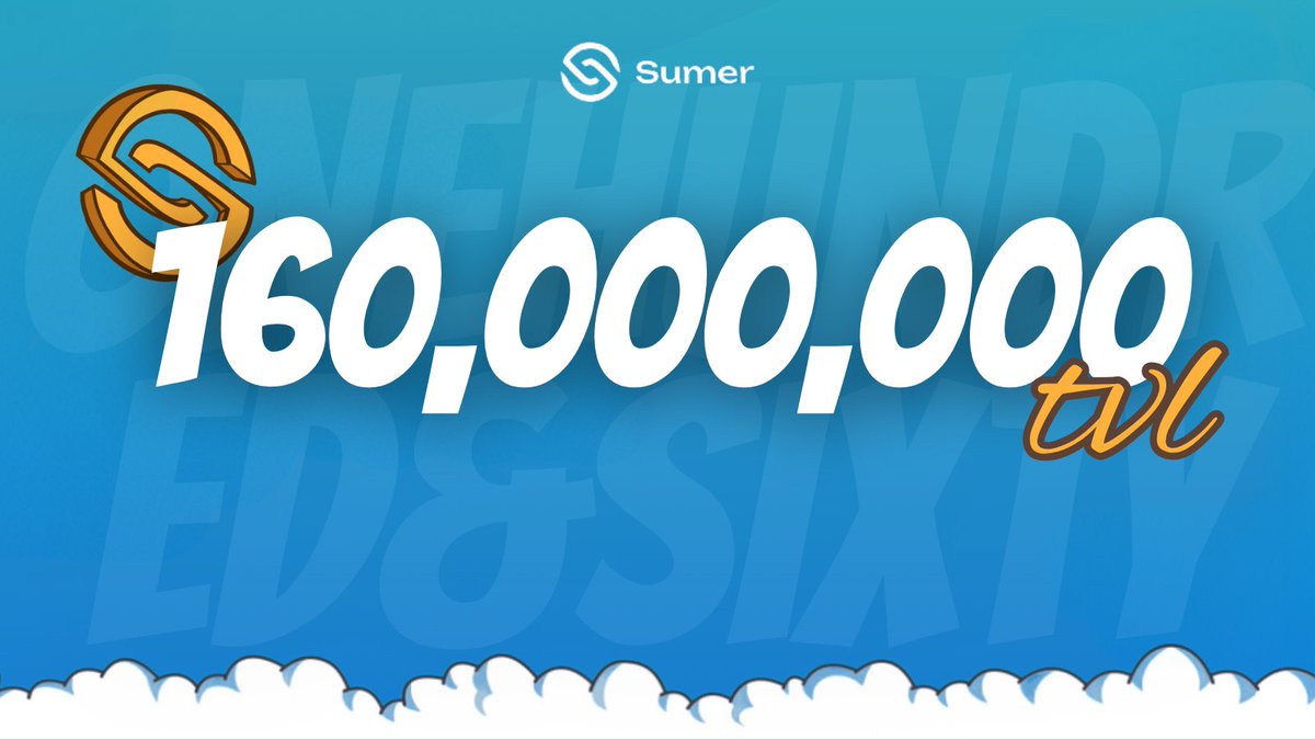 SumerMoney's tweet image. $160M TVL and growing. 💙
For users — Sumer is best place for safer, more efficient correlated assets loops.
For ecosystems — Sumer's unified liquidity pool consolidates capital across assets
Building efficiency, one loop at a time. 🌐
Deposit now: app.sumer.money