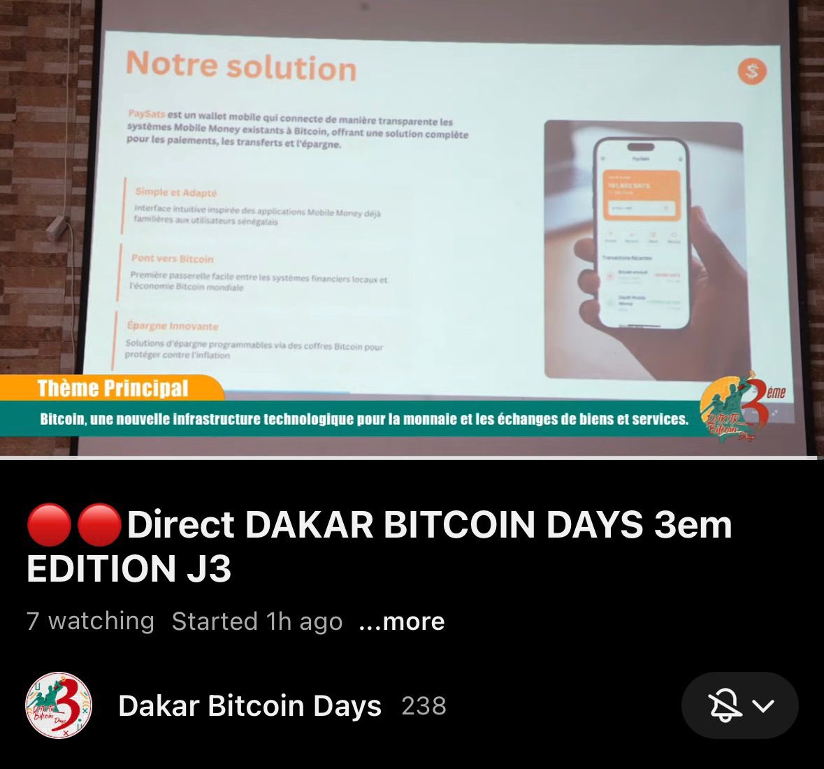 Dakar Bitcoin Days Hack with <a href="/planb_network/">Plan ₿ Network</a> &amp; <a href="/btrust_builders/">Btrust Builders</a> results announcement live : 

youtube.com/live/g_NezTnRG…