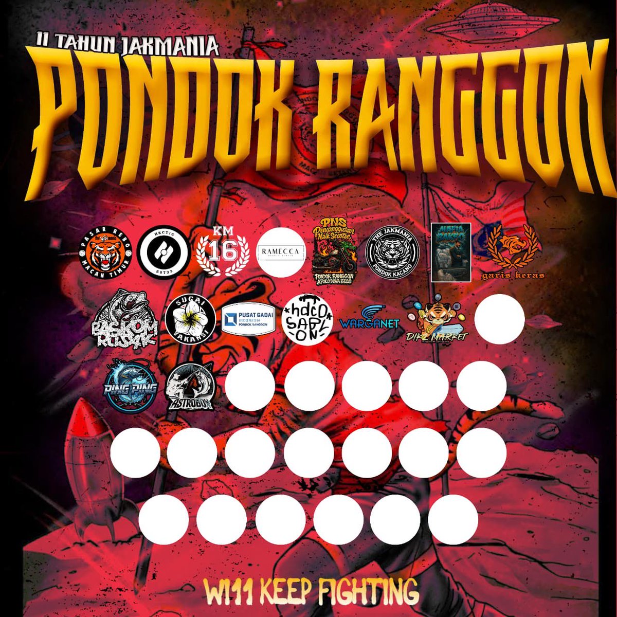 JakPndokRanggon's tweet photo. Support Logo komunitas / Brand kalian jika ingin tampil lewat logo sponsorship di acara 11 tahun The Jakmania Pondok Ranggon dengan mensupport acara kami kalian juga pasti akan mendapat Benefit berupa:
1. Logo Akan Tempampang Di Acara
2. Promosi Lewat Story
3. ⁠Free tiket acara https://t.co/q2a3LPx5jS