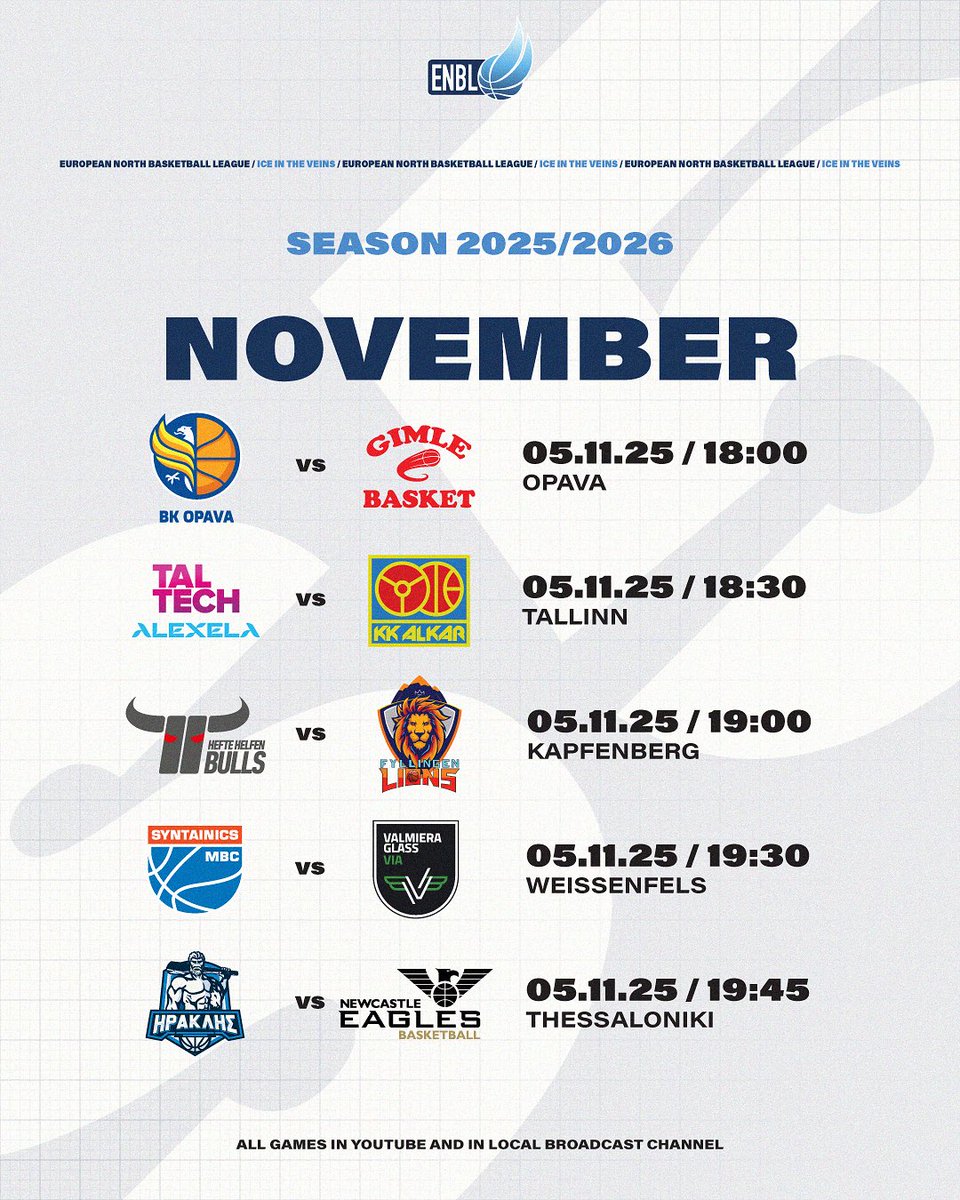 𝗡𝗼𝘃𝗲𝗺𝗯𝗲𝗿 𝗯𝗮𝘀𝗸𝗲𝘁𝗯𝗮𝗹𝗹 𝗶𝘀 𝗵𝗲𝗿𝗲! 🧊

Big games on the horizon, and every win matters 💥
Who’s ready for another week of ENBL action? 🙌

💬 Which matchup will steal the spotlight next week? 
#ENBL2026 #Season5 #gameweek