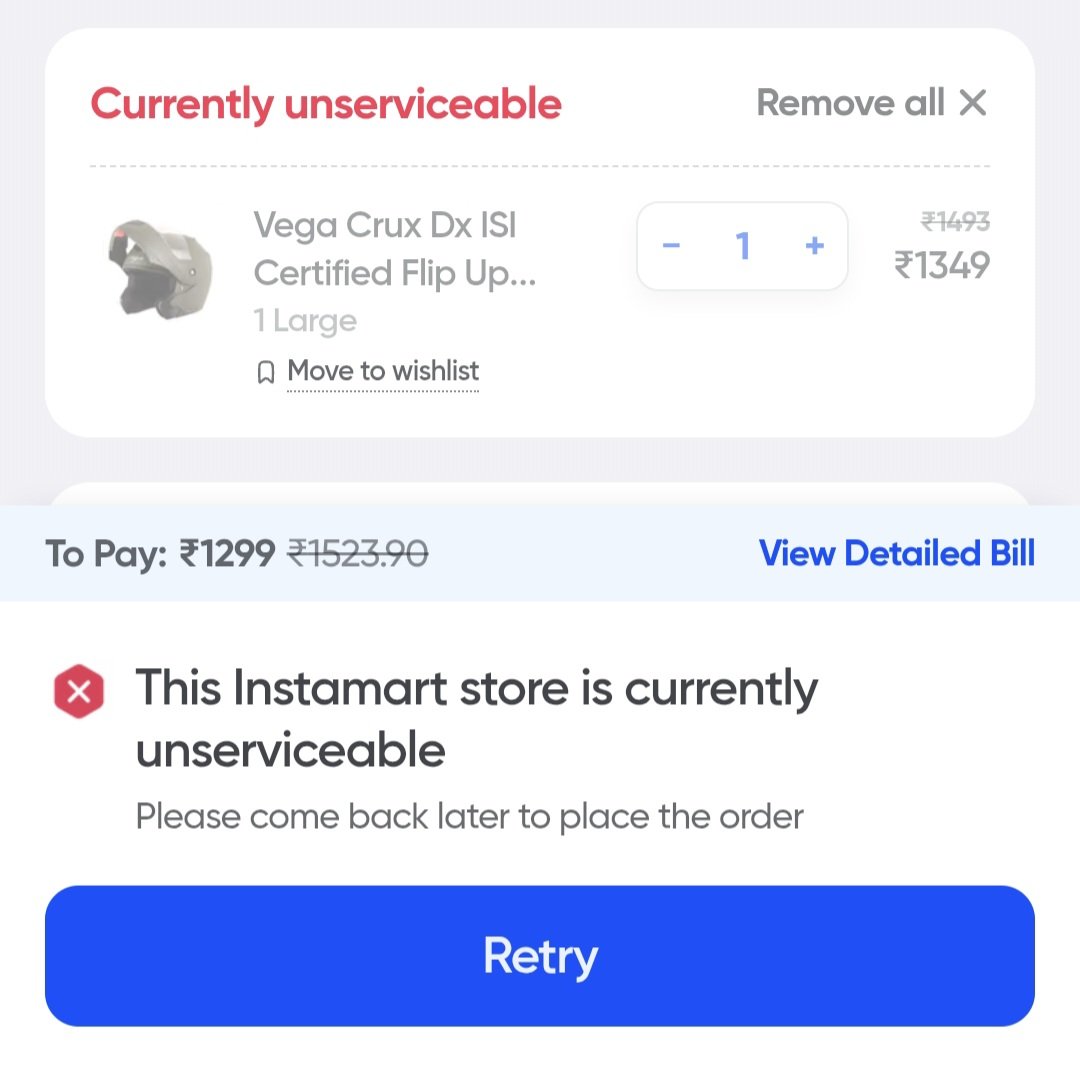 itzvaibhav02's tweet photo. Bhai @SwiggyInstamart @SwiggyCares kyu unserviceable ho 2 ghante se, thoda jaldi kro challan kat jayega 😭😭 https://t.co/BzlB1zaF6g